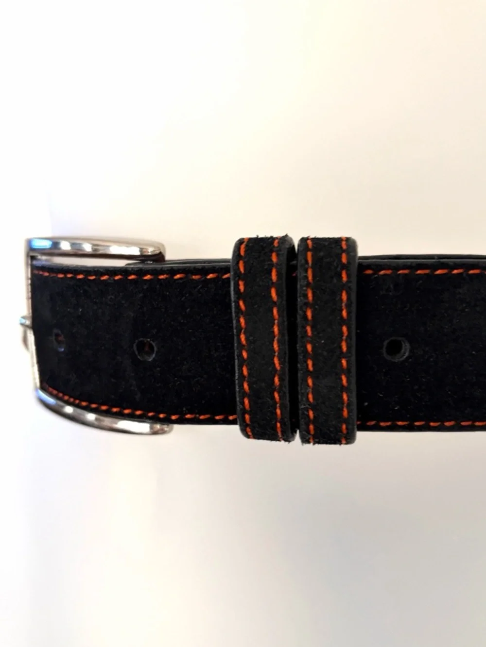 J. Hilburn Men’s Belt Suede 35MM Custom Suede Leather Belt Black/Orange size 42